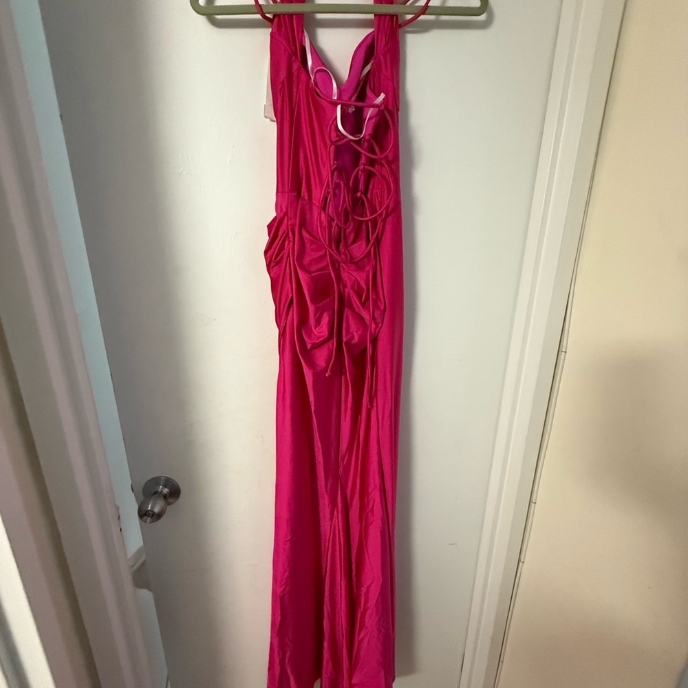Aqua Pink Satin Corset Gown Size 6 - Picture 6 of 6